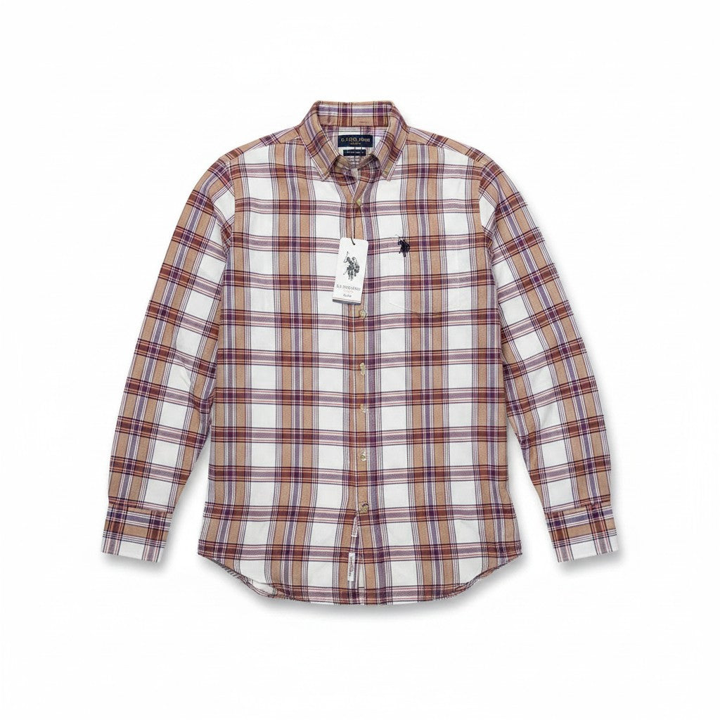 U.S. Polo Assn Chemise Homme Premium à Carreaux – Lin & Coton | Elegance & Confort